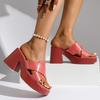 N Nü High Heel Platform Slippers with Peep Toe Block Heel Versatile Wear Square Toe Fashion Shoes