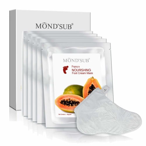 

5 Value Pairs of MOND SUB Moisturizing Foot Masks - Professional Spa-Quality Foot Treatment Socks for Baby Feet & Cracked Heels and Dry Foot Skin - De