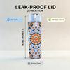1PC Vintage Tile Bohemian Pattern Print 750ml Color Plastic Sports Water Bottle Leakproof Flip Straw Lid Suitable for Sports Office Home Use