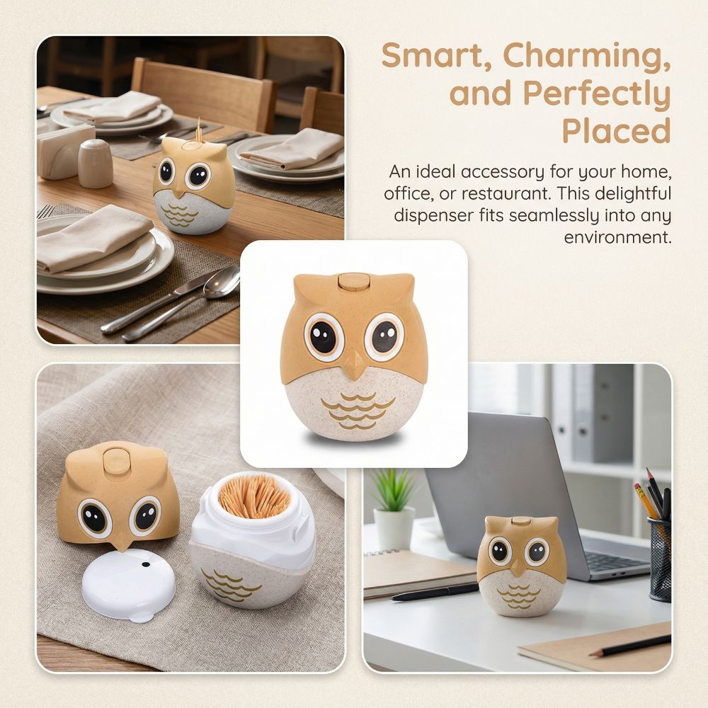 Storage Box Plastic Toothpick Holder Cute Owl Convenient Storage Toothpick Dispenser Decorative Portable Teeth Pick Case Table
