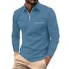 Men's Long Sleeve Zipper Lapel Shirt Casual Top