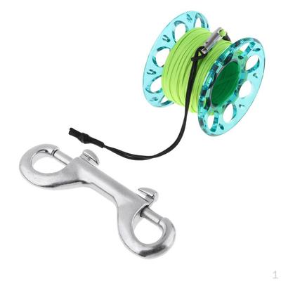 49ft Dive Finger Spool Diving Gear Reel with Brass Clip Boltsnap Accessory