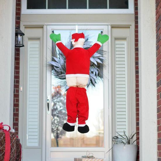 Large Christmas Santa Claus Ornaments Cute Climbing Santa Hanging Decoration for Outside Roof Window Wall Decor