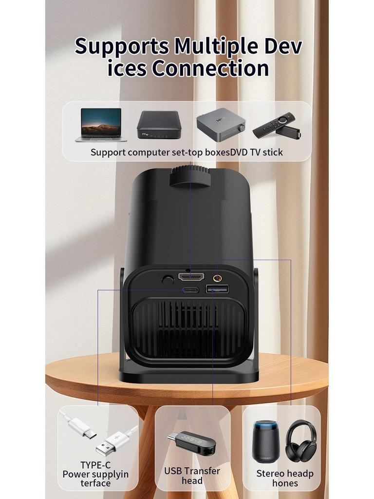 Portable HYmini Screen Mirroring Projector for Home & Mobile Phone