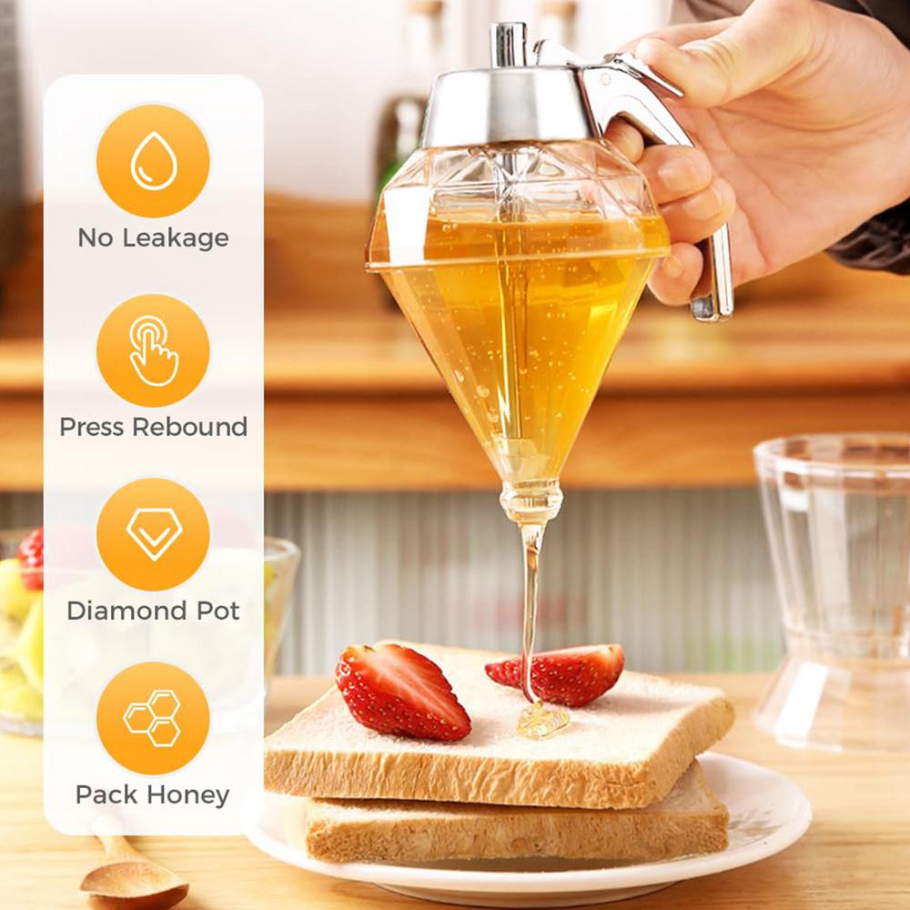 Honey Jar Pot With Stand Maple Syrup Bottle Container No Drip Honey Jar Kitchen Storage Pot For Home Kitchen And Coffee Bars