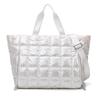 Large Capacity Quilted Tote Bags for Women Solid Color Women's Shoulder Bag for Gym Travel Fashionable Nylon Winter Padded Handbag