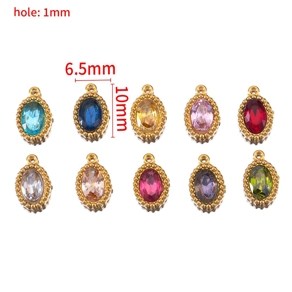 10pcs Shiny Crystal Waterdrop Charms Stainless Steel Colorful Oval Pendants for Necklace Earrings DIY Cloth Jewelry Making Bulk