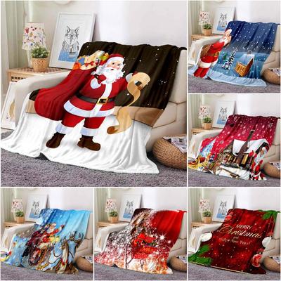 Merry Christmas Throw Blanket Santa Claus Blankets Snowman Blanket Sleep Travel Blanket Christmas Decor