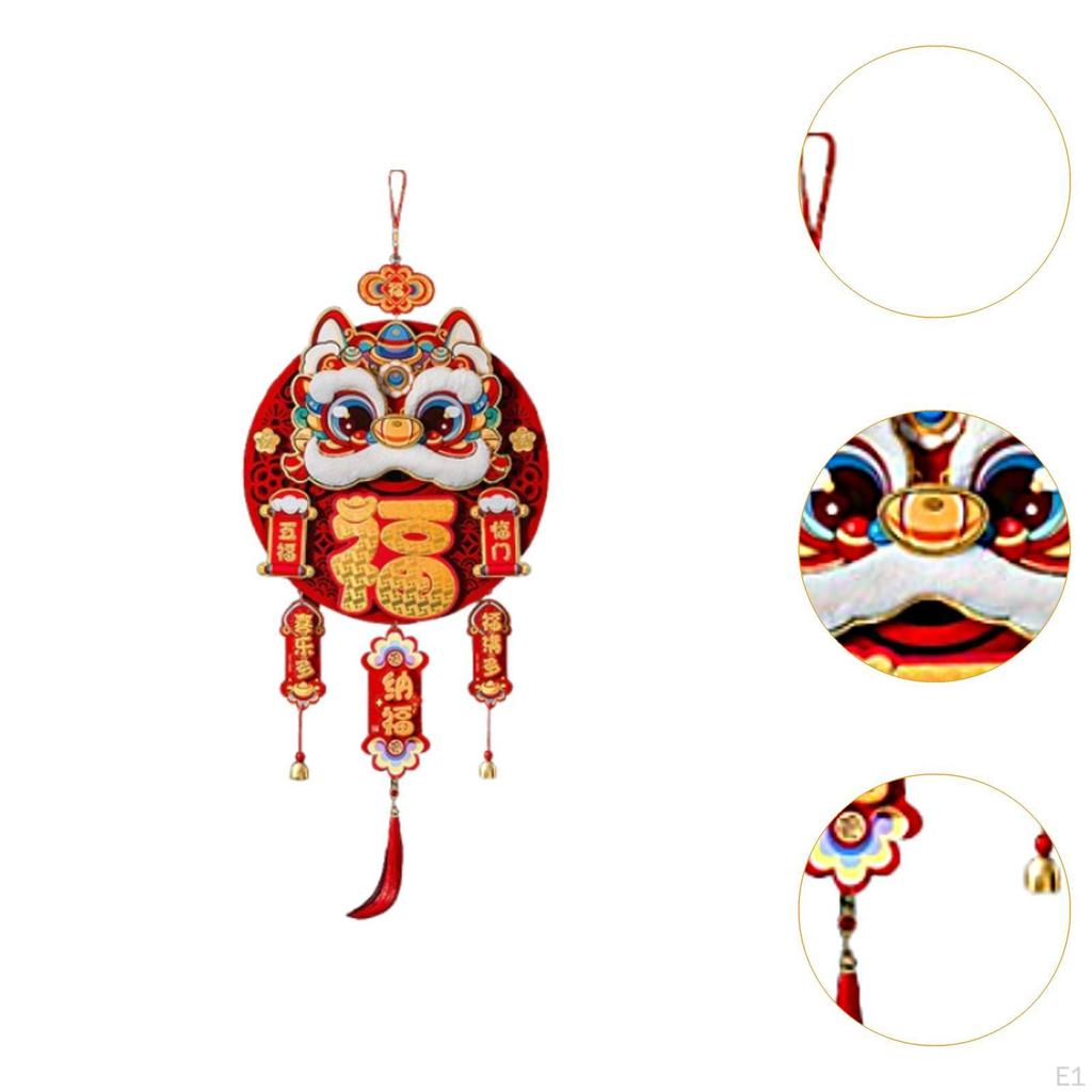 Chinese Lunar Year Hanging Ornament Blessing Words 14.1x39.7inch with Red Tassel for Home