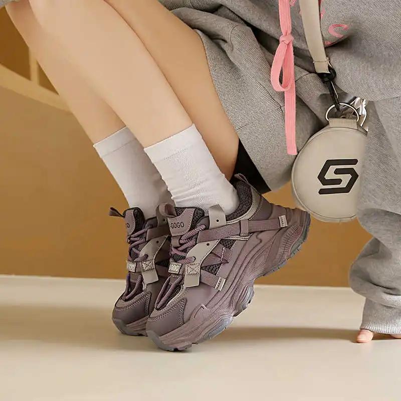 Fashion With Lacing Tennis Sole Thick Heeled Women Shoes Luxery Designer Shoes Women High Heels Size 50 Sneakers Sport Tenix