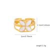 Elegant 18K Gold-Plated Geometric Stainless Steel Ring with Natural Stone, Adjustable for Women