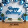 2D Blue Silver Balloon Birthday Backdrop, Boys Party Decor Banner