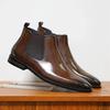 Jesień Zima Kwadratowa Głowa PU Botki Biznesowe Casual Męskie Krótkie Buty Modne Męskie Botki Chelsea Ręcznie Robione Skórzane Buty