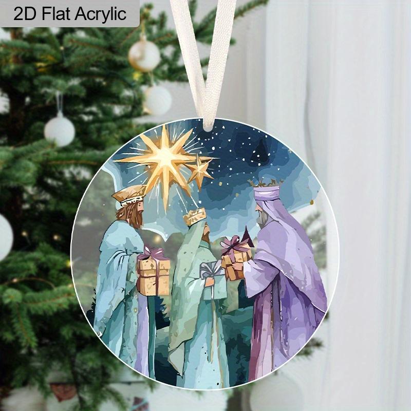 1pc Epiphany, Three Dynasties Saint  Acrylic Round-shaped Pendant, Party Holiday Decor, Home Decor, Window Pendant Decor, Decor Sign(No Electricity)