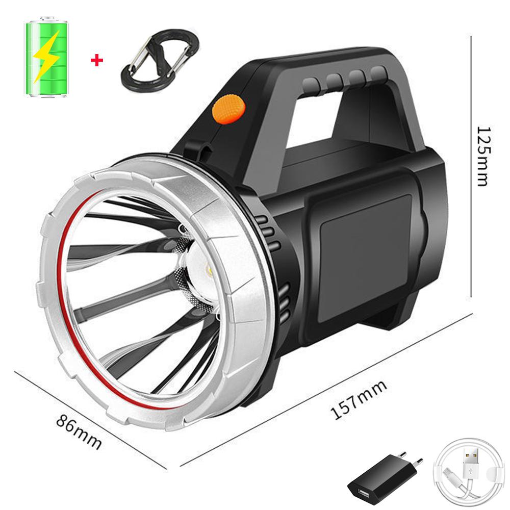 Powerful Handheld LED Searchlight Flashlight USB Rechargeable Work Light Portable Camping Light Torch with Shoulder Strap