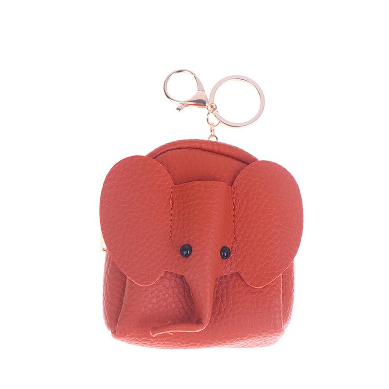 Pu Leather Elephant Money Bag Women Coin Purse With Key Ring Multifunctional Zipper Cartoon Storage Bags Key Case
