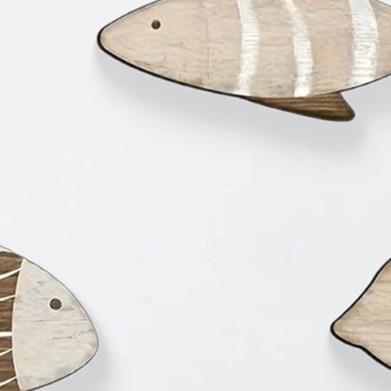 4 Pcs Wood Fish Wall Decor Vintage Nautical Beach Wall Art Coastal Wooden Hanging Sculpture for Lake House Ocean Bathroom Bedroom Home Decor