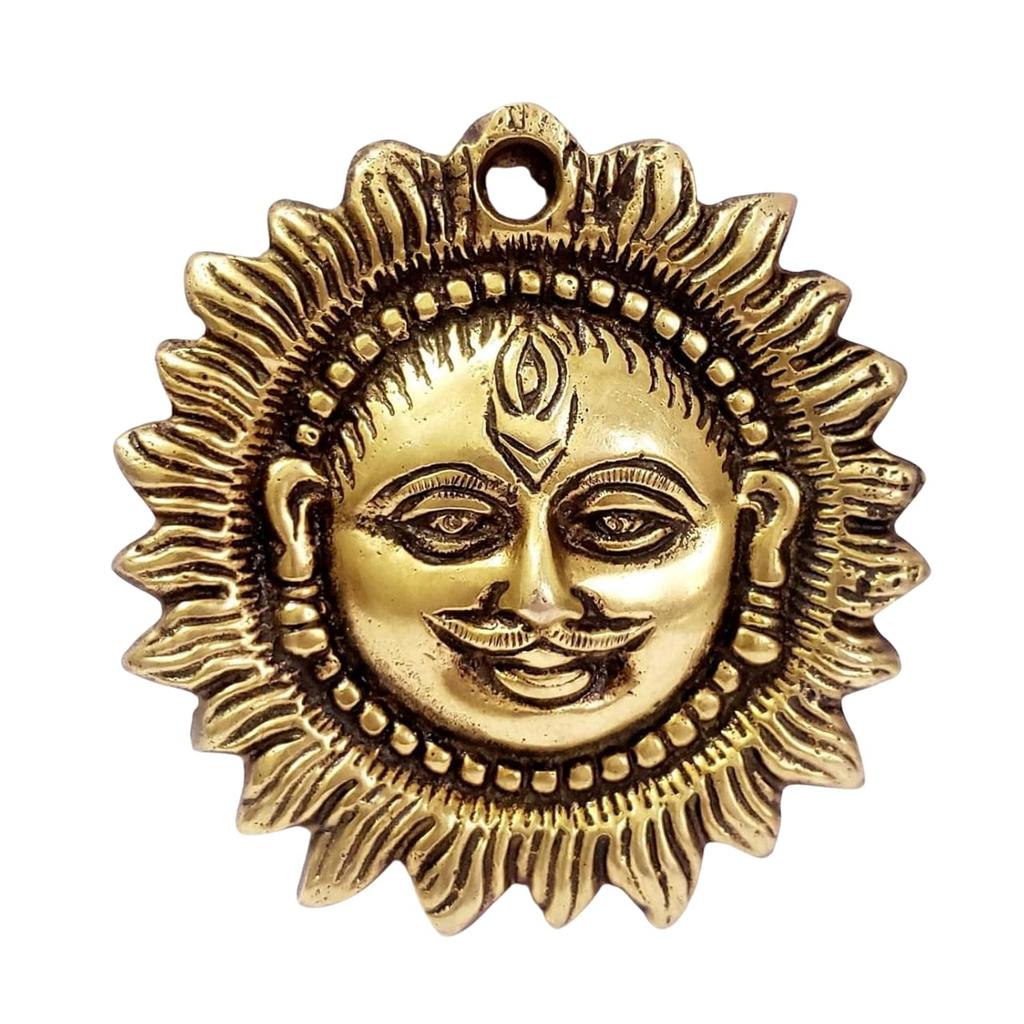 Pure Brass Sun Idol Face Wall Hanging Sun Wall Hanging Statue, Puja Figurine