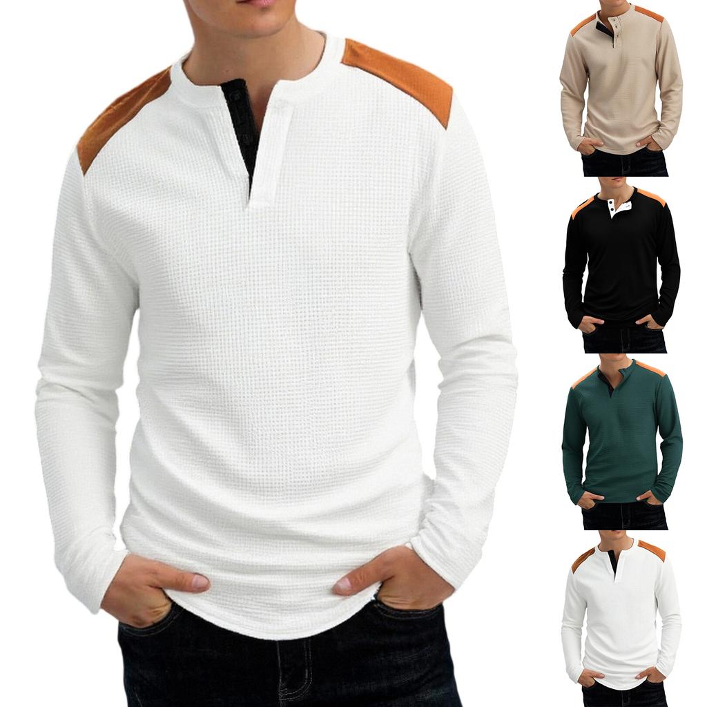 Men's Solid Color Long Sleeve T-Shirt Shirt Men's Casual Sports Top