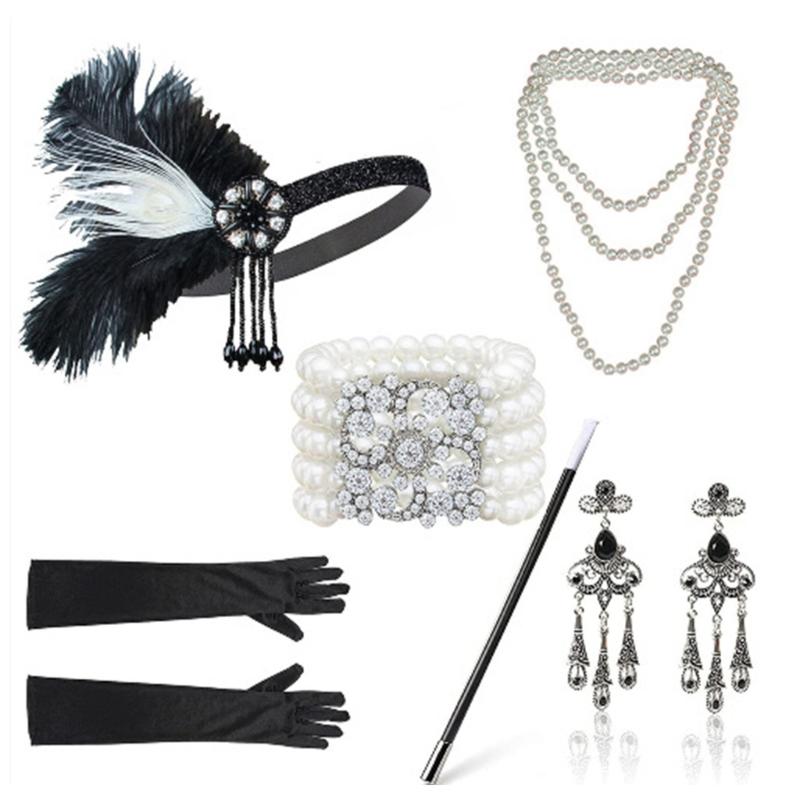 Sparkling Rhinestone Headwear Feathered Headgear Set Alluring Feathered Headband Comfortable for Halloween Singles Party