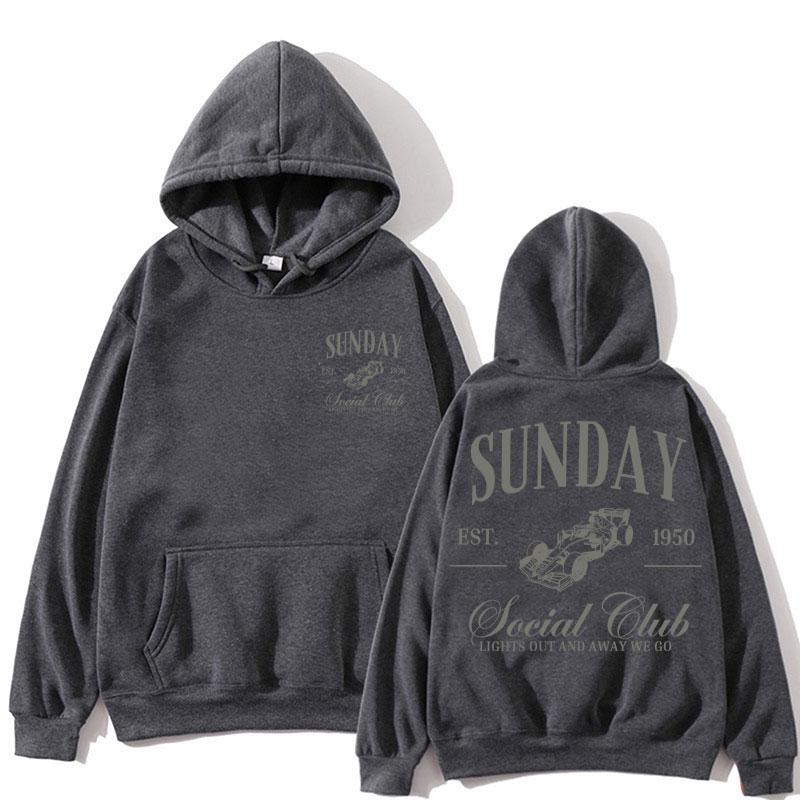 Sunday Social Running Club Print Hoodie Men Women Sporty Racing Fashion Hoody Sweatshirt Fleece Oversized Y2k Long Sleeve