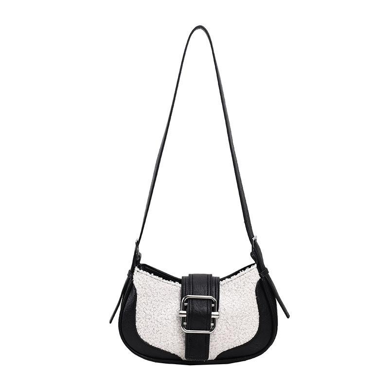 Small Vintage Fluffy Shoulder Bag For Women 2023 New Korean Fashion Stick Bag