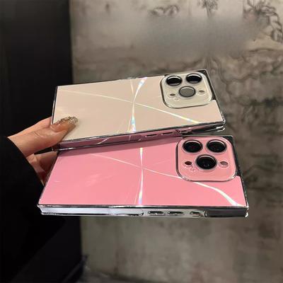Aurora Electroplated Square Shell Suitable for Apple 16promax Mobile Phone Case New Internet Celebrity IPhone 15 Lens Full Package