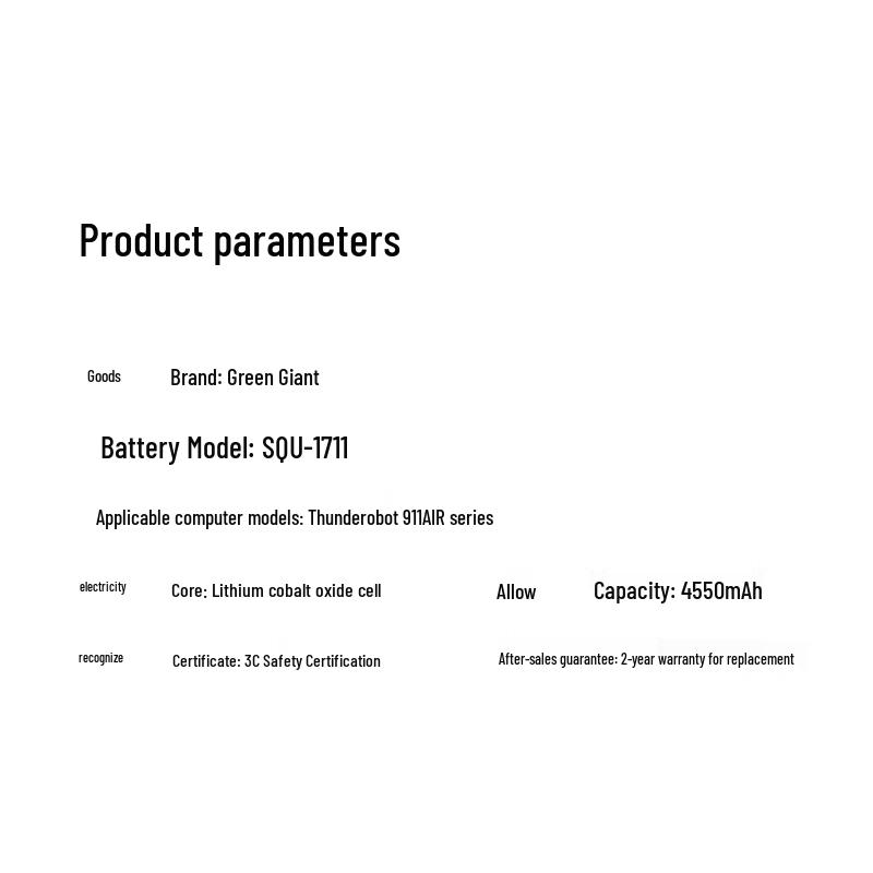 llano Laptop Battery for Thunderobot 911 Series