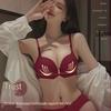 Langsaha Women's Red Wireless Push-Up Bra Set
