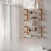 Sturdy Metal Frame Floating Shelf Wood Metal Combined Integrated Storage Shelf  Bedroom