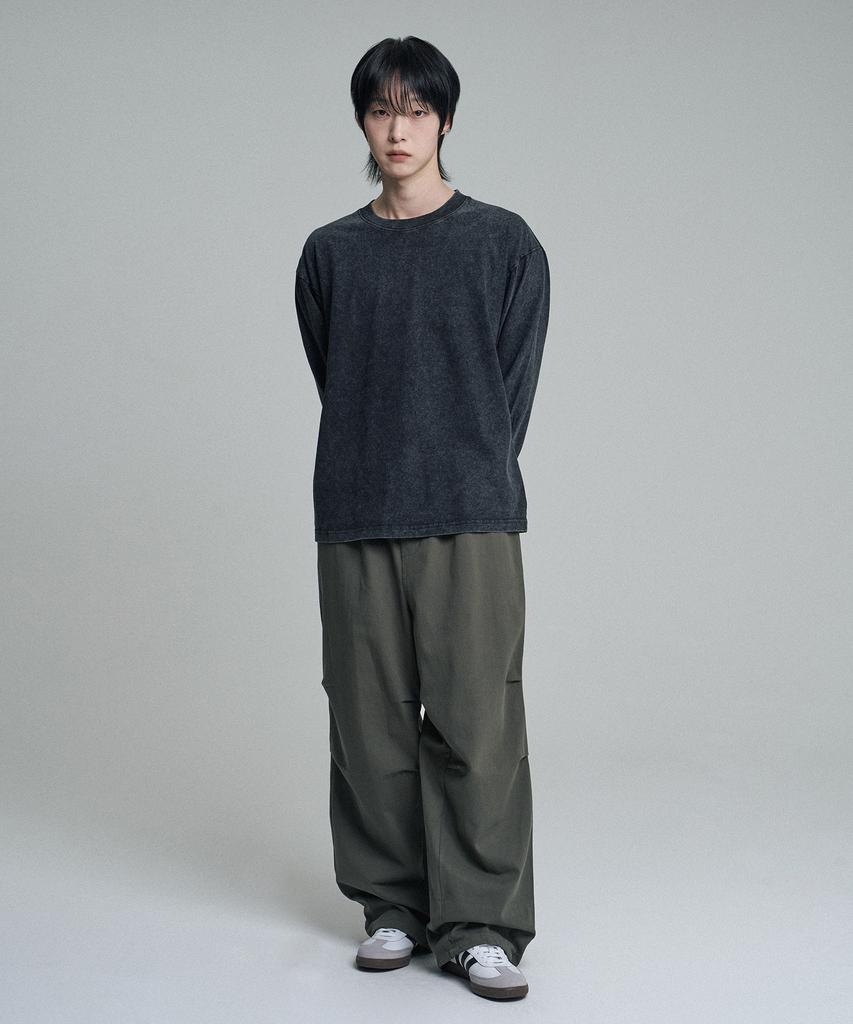 Mubeun Parachute Wide Elastic Pants Khaki