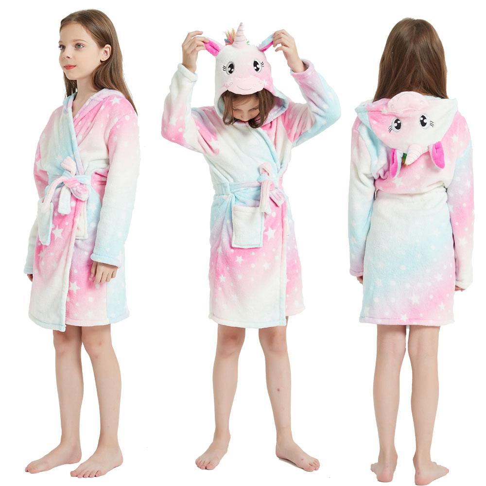 Accappatoi per Bambini Flanella Inverno Pigiama per Bambini Accappatoio Adolescenti Pigiama Camicia da Notte per Ragazzi Ragazze Pigiama 4-14 Anni Vestiti per Ragazze