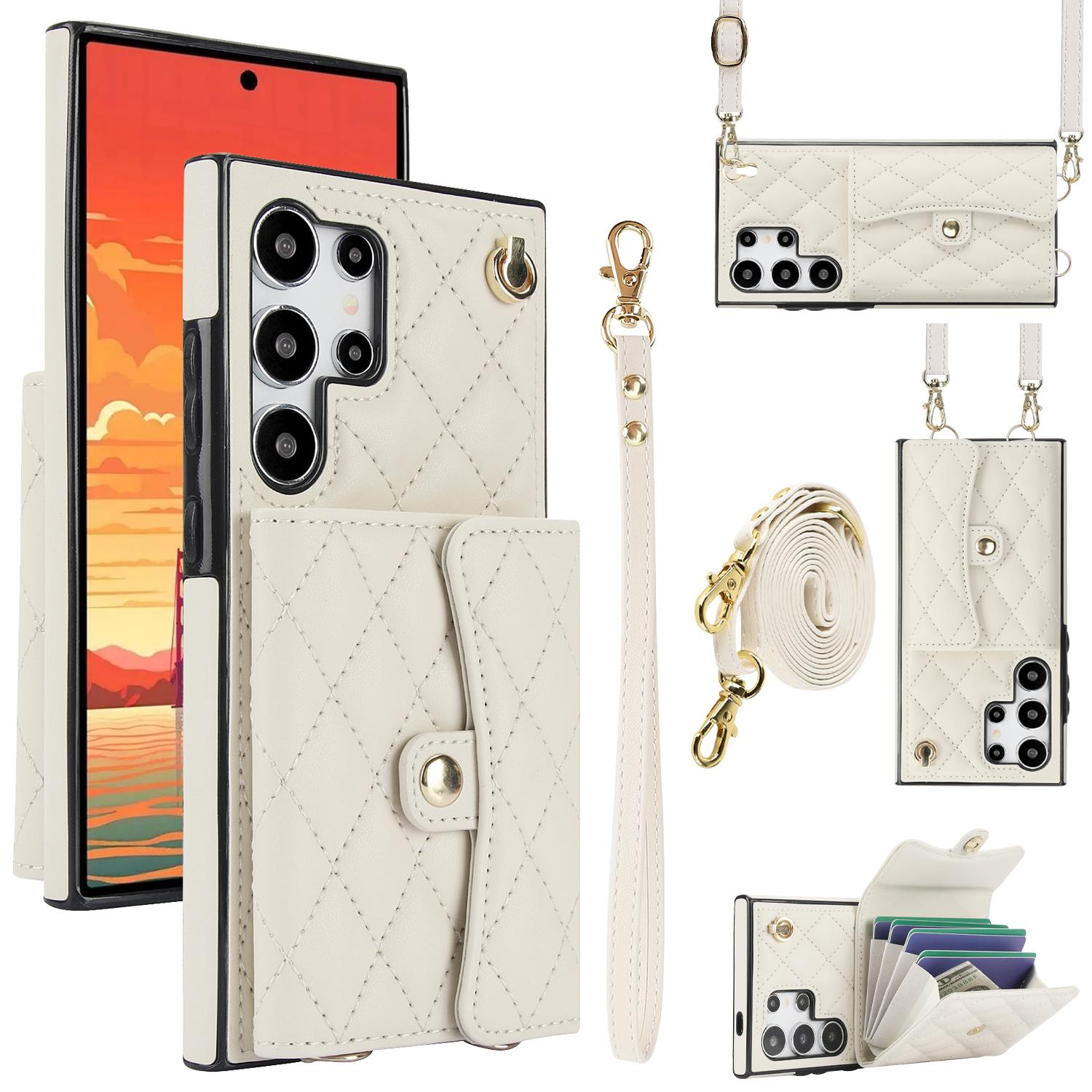 

Чехол-кошелек через плечо для телефона Samsung Galaxy S23 S22 Plus Note 20 Ultra S21 FE A13 A52 A53 A14 A54, кожаный чехол с держателем для карт Samsung S20 FE белый