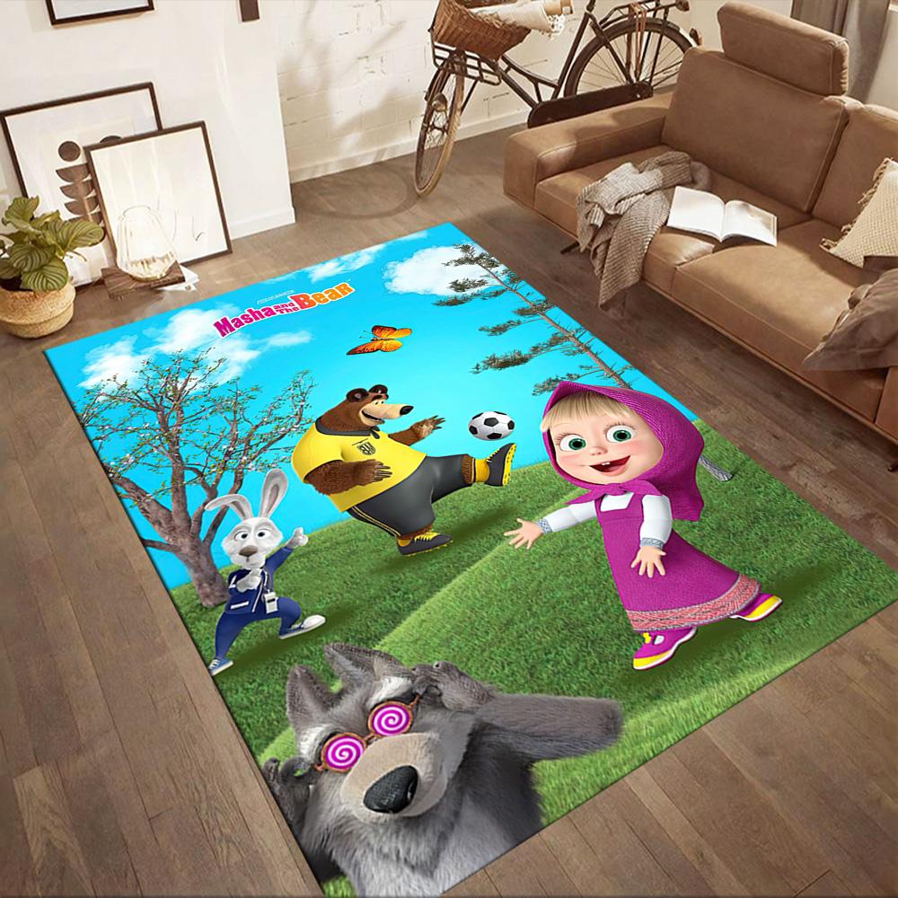 Masha Bear Carpet Suitable for Study Room Entryway Balcony Playrooms Anti-slip Rug Decorate Offices Best for Christmas