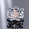 huaqianguhh Crystal Lotus Flower Tealight Candle Holders, Glass Tea Light Candlestick Decor with Deep Grooved Plate, Multifunctional Decoration
