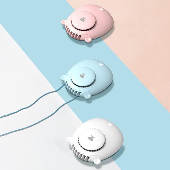 Summer Cooling Fan 3 Speeds Strong Airflow Low Noise Compact Size Rechargeable Personal Fan Neck Hanging Fan