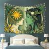 Celestial Woman Tapestry  Sun and Moon Goddess Yin Yang Design Green and Gold Mythical Art for Bedroom or Dorm Decor