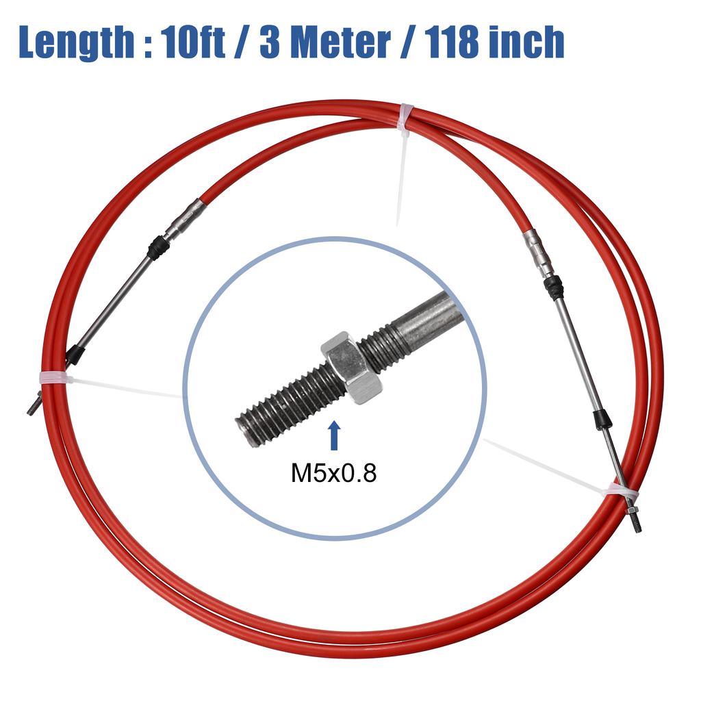 Motoforti 1/2pcs 10ft 13ft 16ft 20ft 24ft Marine Throttle Cable 3300/33C Throttle Shift Remote Control Cable 3M-6M for Yamaha