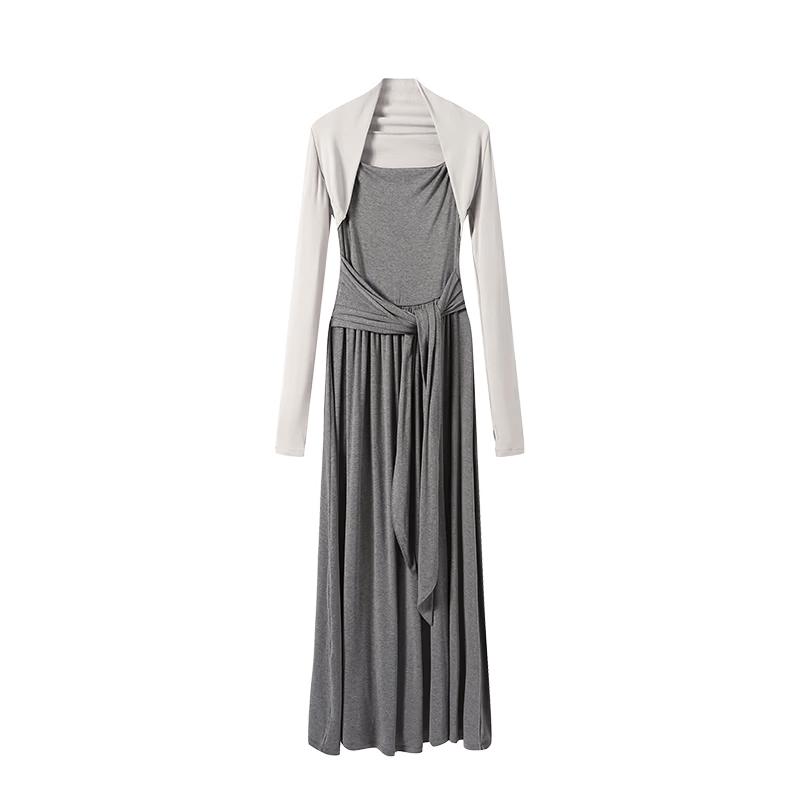 

Elegant Tencel Blend Two-Piece Dress Set S