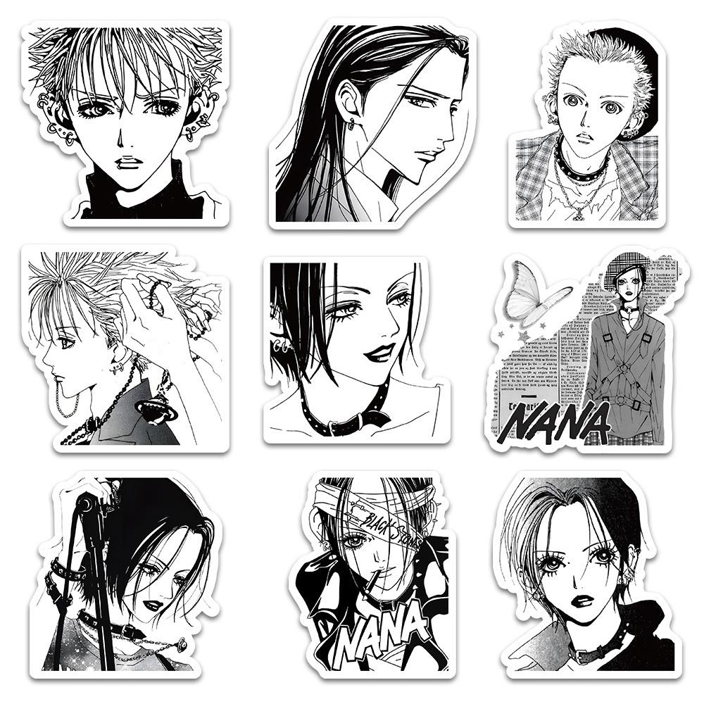 10/30/60pcs Black White Anime NANA Stickers Cool Cartoon Graffiti Decals DIY Guitar Laptop Diary Waterproof Manga Sticker