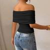 Women's Fashionable And Versatile Color Strapless Off-shoulder Irregular T-shirt Top