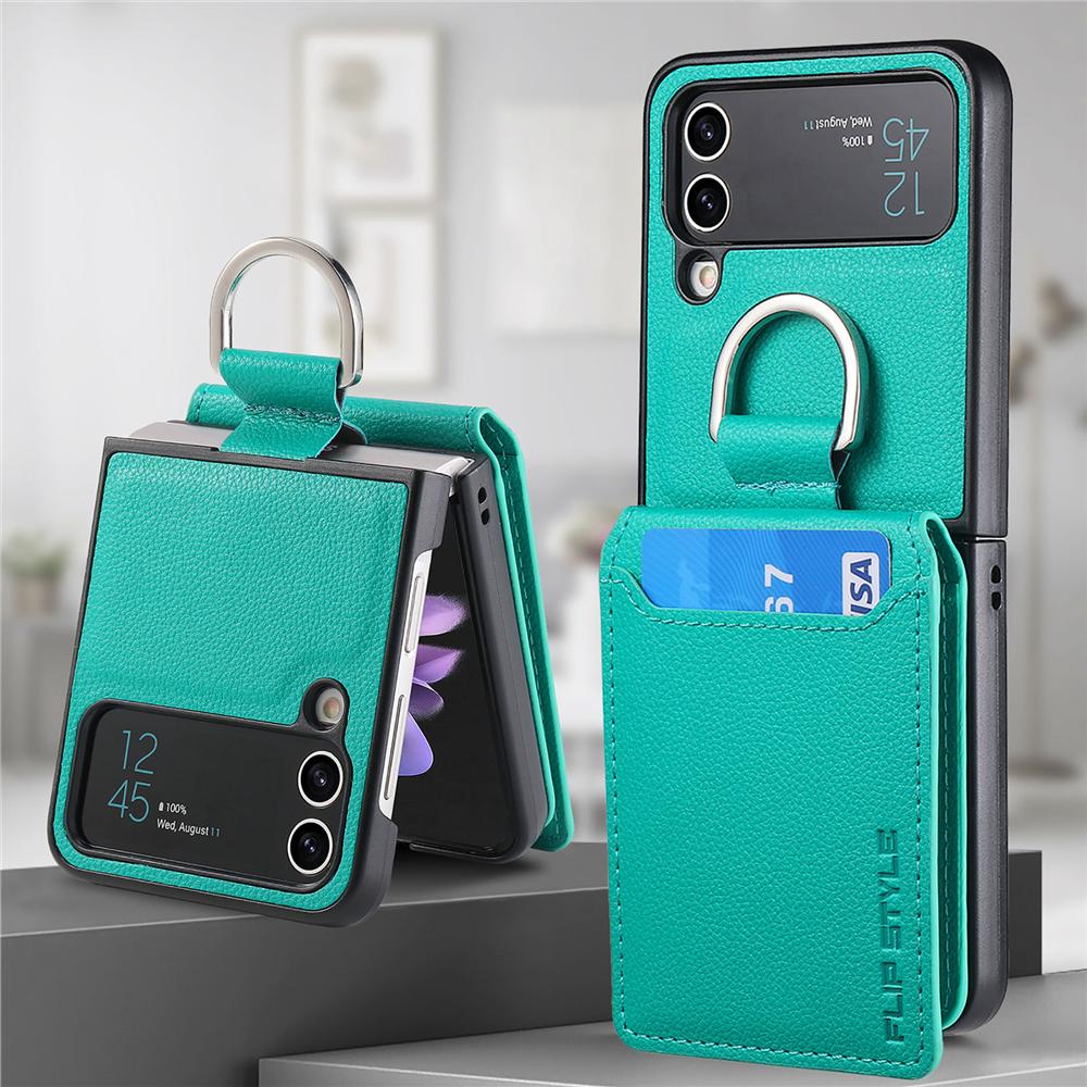 

Роскошный кожаный кошелек с магнитной защитой для Samsung Galaxy Z Flip 4 3 5G, чехол, держатель для карт, металлическое кольцо, чехлы For Z Flip 4