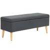 Upholstered Bench with Storage, Bed Bench in Linen Look, Rubberwood, 110 x 39 x 45 cm, Dark Grey