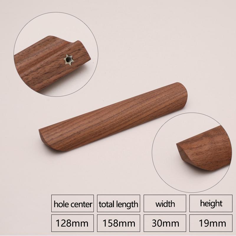 

Black Walnut Cabinet Pulls Handle 22mm Screw Cupboard Wardrobe Wooden Pulls 64mm Hole Distance
