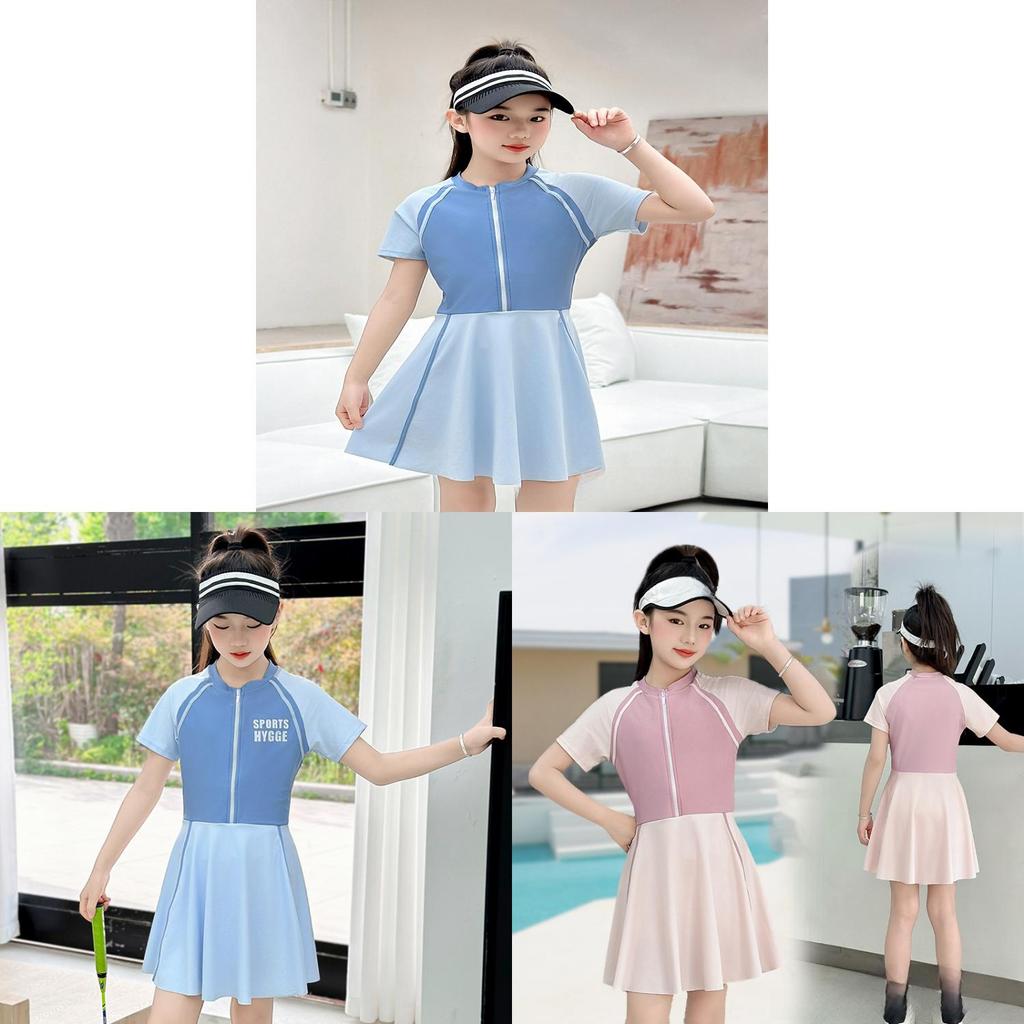 Childrens Onepiece Swimsuit Girls Conservative Bathing Suit With High Elasticity For Water Sports