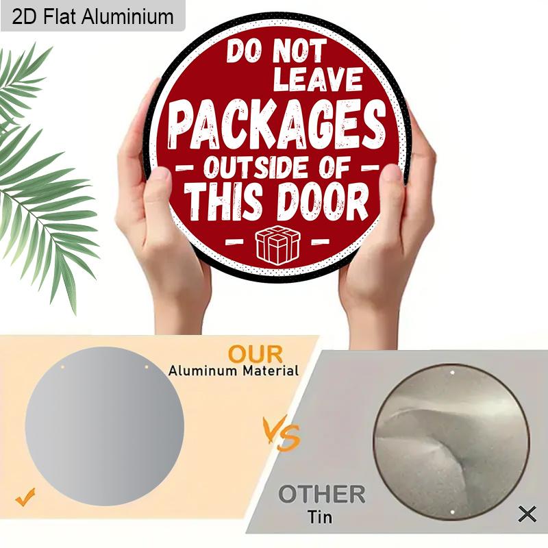 2D Flat 1pc Metro Warning Aluminium Decoration Aluminium Plaque, "DO NOT LEAVE PACKAGES Outside This Door" Lettering Sign, Apartment Entry Decor