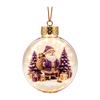 Purple 3D Christmas Tree Ornament with Warm Light, Transparent Ball with Christmas Scene, Festive Hanging Decoration for Christmas Tree