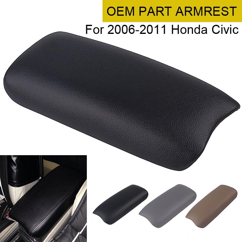 Fits For 06-11 Honda Civic Black Real Leather Center Console Lid Armrest Cover