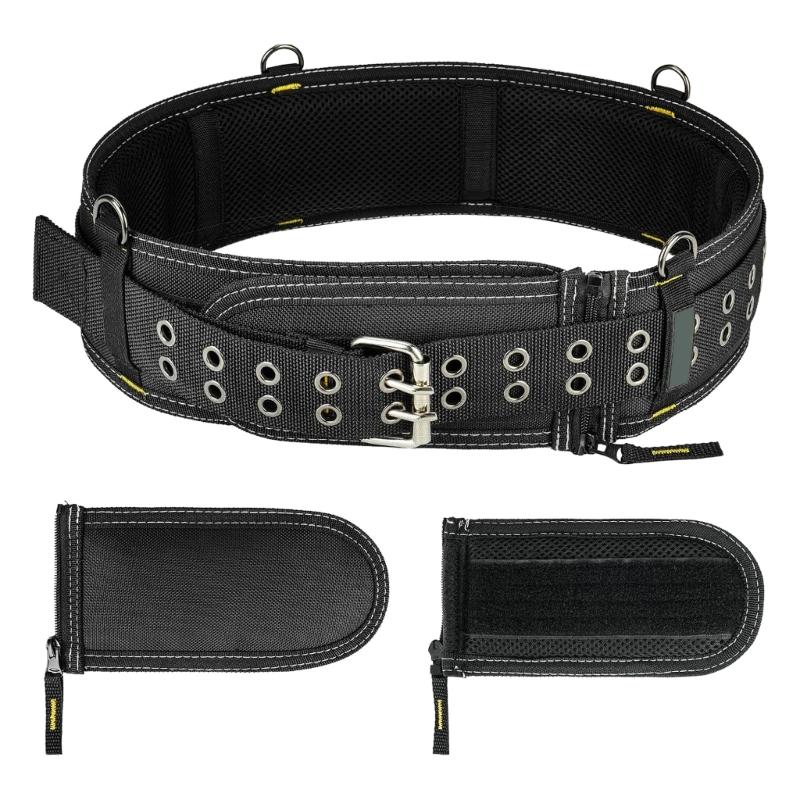 Ceinture de travail robuste avec 4 anneaux en D métalliques Ceinture rembourrée confortable Pour les ouvriers du bâtiment et les artisans