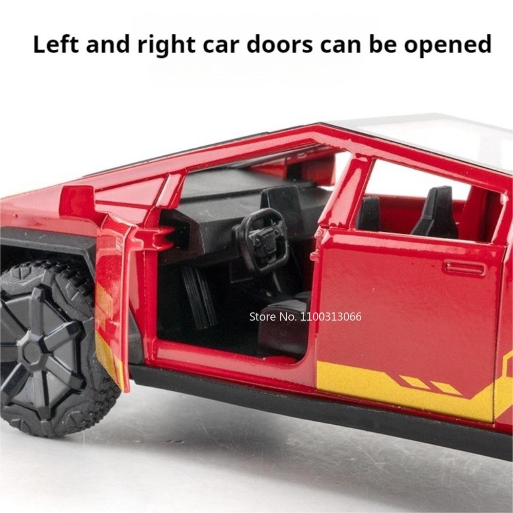 1:32 Pickup Truck Alloy Toys Cars Diecast Models Wheel Pull Back Miniature Police Car Rubber Tires Off-road Toy Home Decoration